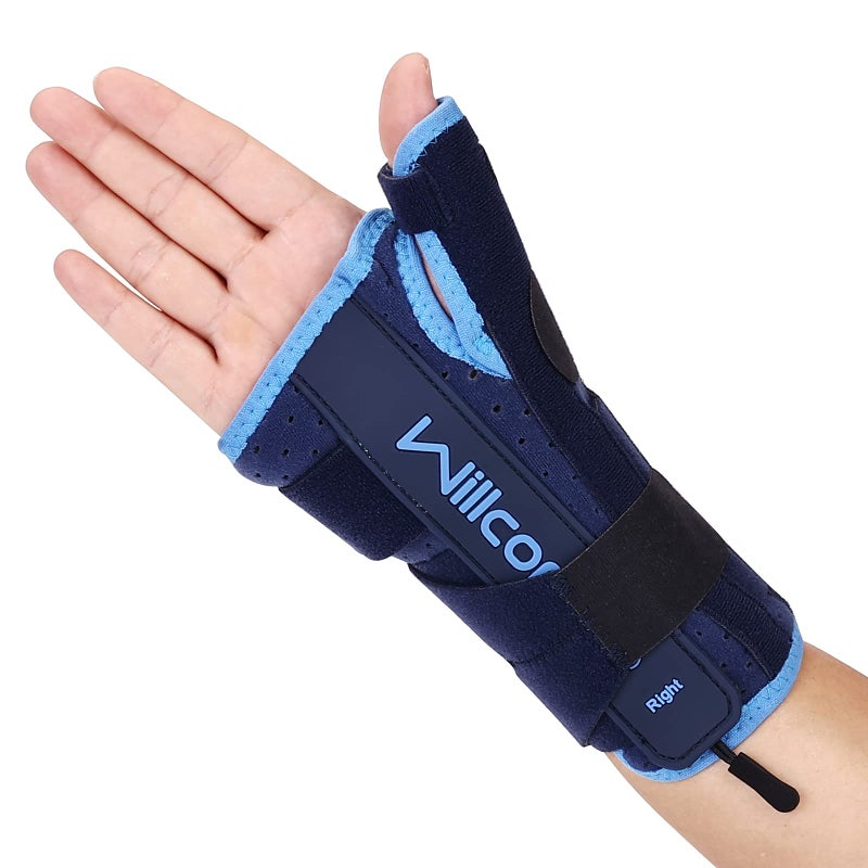 Willcom Night Wrist Brace and Thumb Spica Splint Stabilizer-Breathable Lightweight-Support for De Quervains Tenosynovitis, Arthritis (Right Hand-S,< 6.75inch)